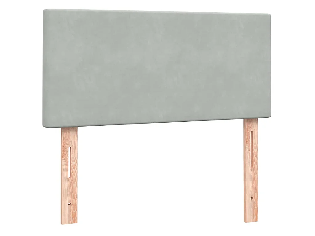 Cama box spring con colchón terciopelo gris claro 80x220 cm