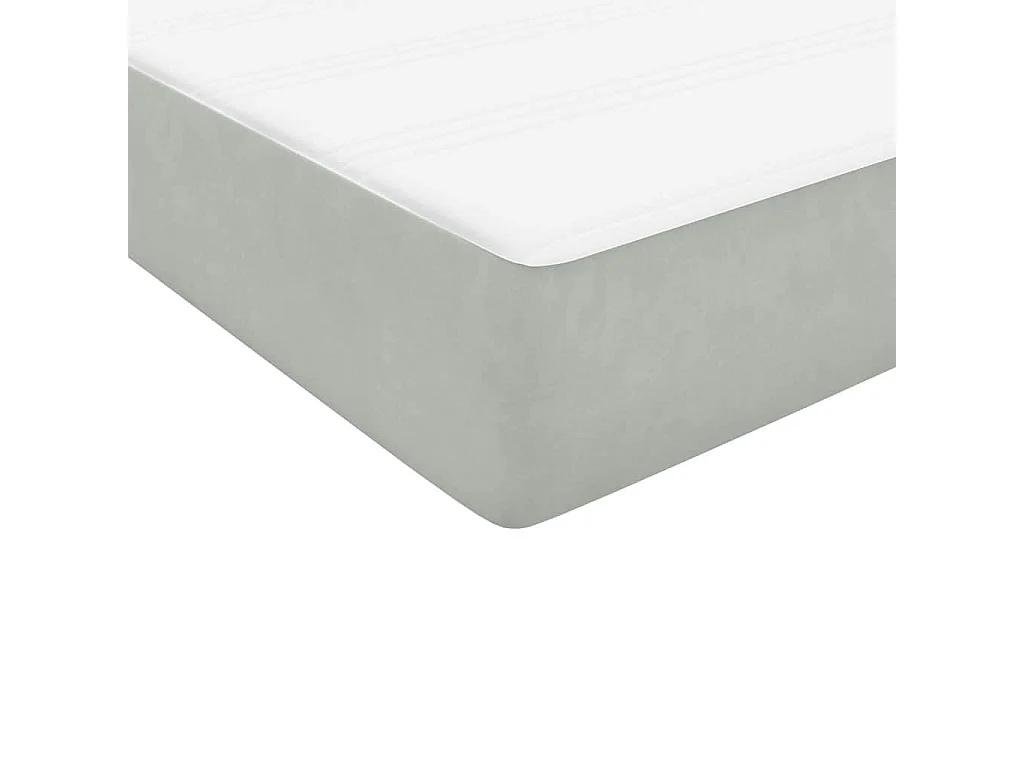 Cama box spring con colchón terciopelo gris claro 80x220 cm