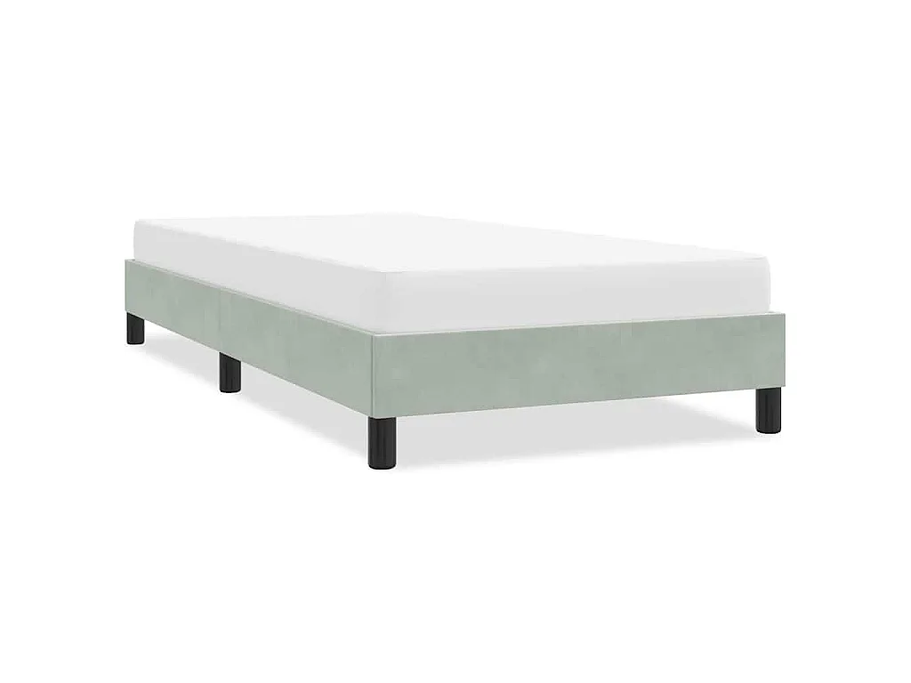 Cadre de lit sans matelas gris clair 80x210 cm velours