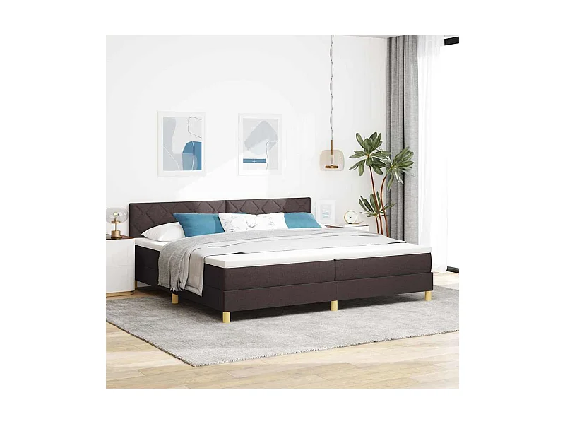 Letto box spring con materasso Marrone scuro 200 x 200 cm
