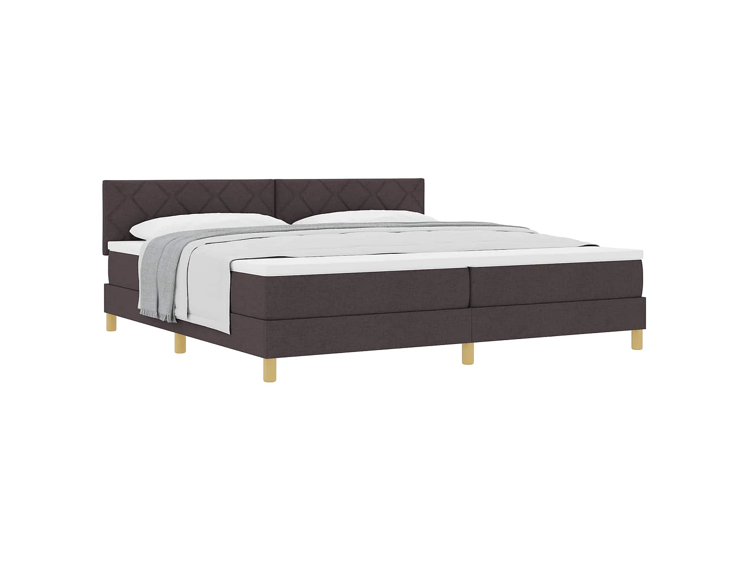 Letto a molle con cuscino Marrone Scuro 200 x 200 cm Tessuto
