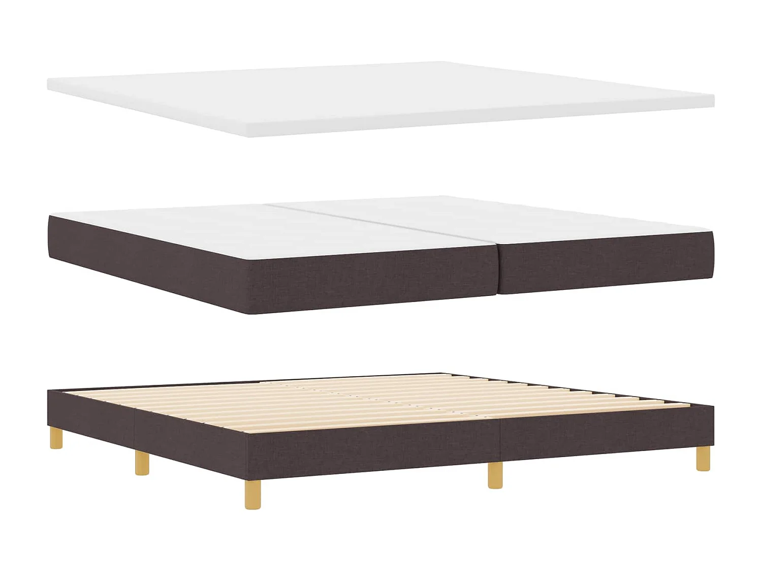 Letto a molle con cuscino Marrone Scuro 200 x 200 cm Tessuto