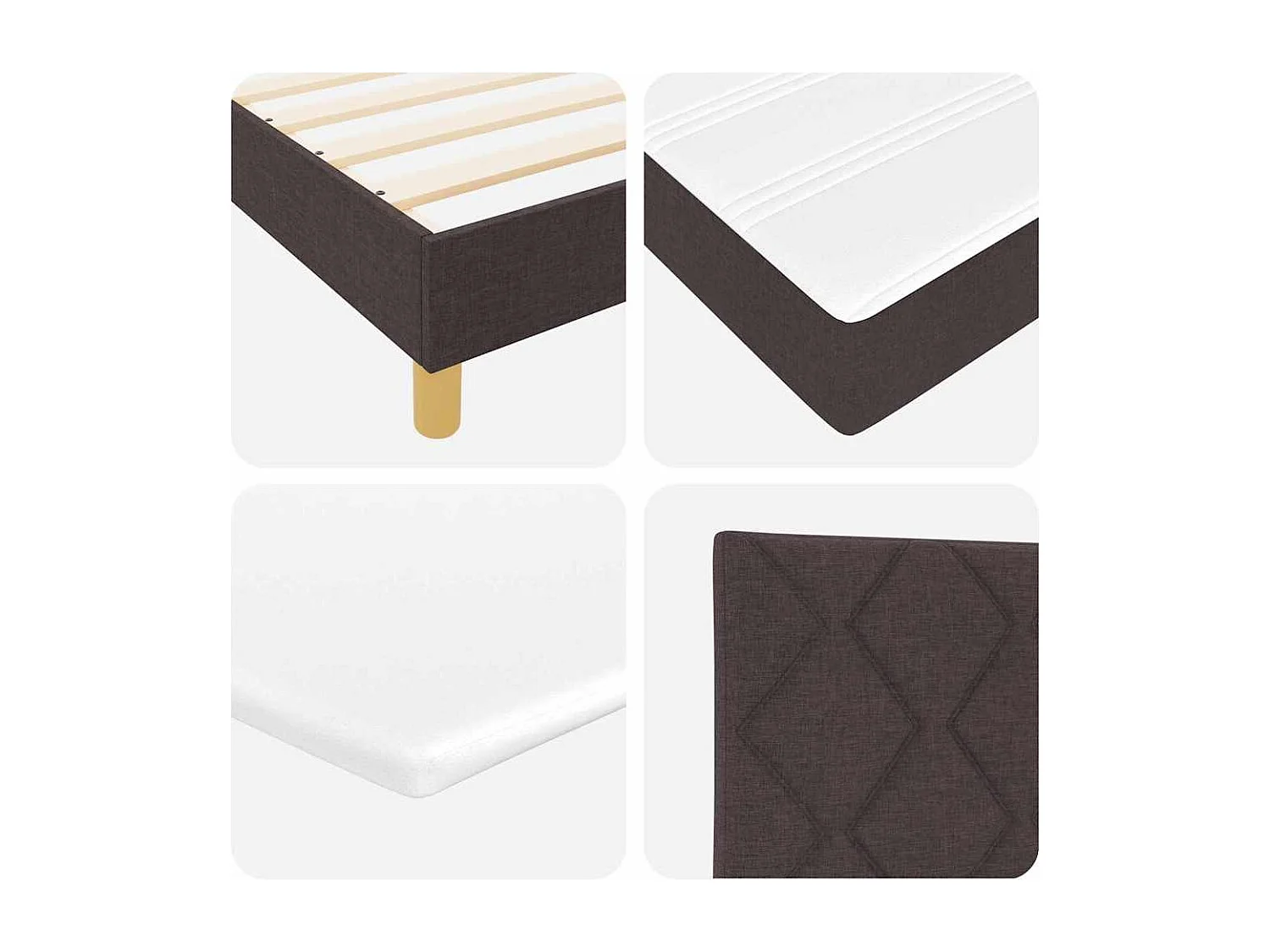 Letto a molle con cuscino Marrone Scuro 200 x 200 cm Tessuto