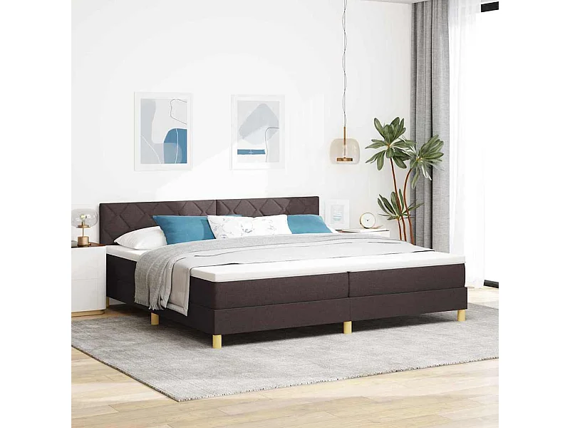 Cama Box com colchão Marrom Escuro 200 x 200 cm tecido
