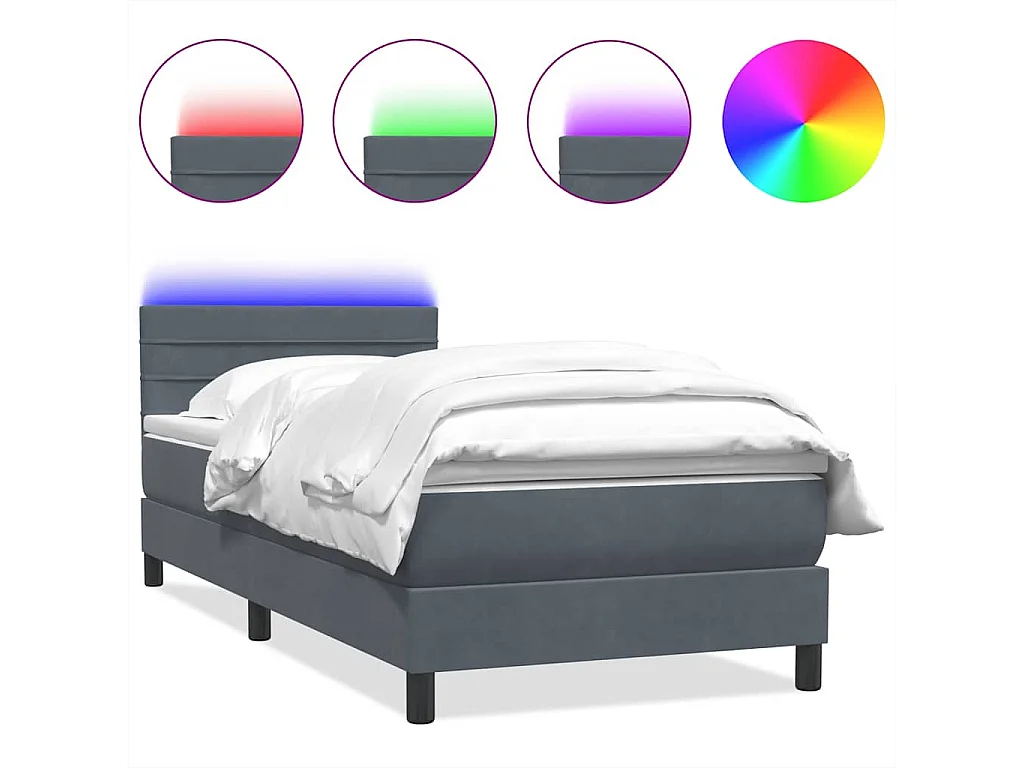 Boxspring met matras en LED fluweel donkergrijs 80x210 cm