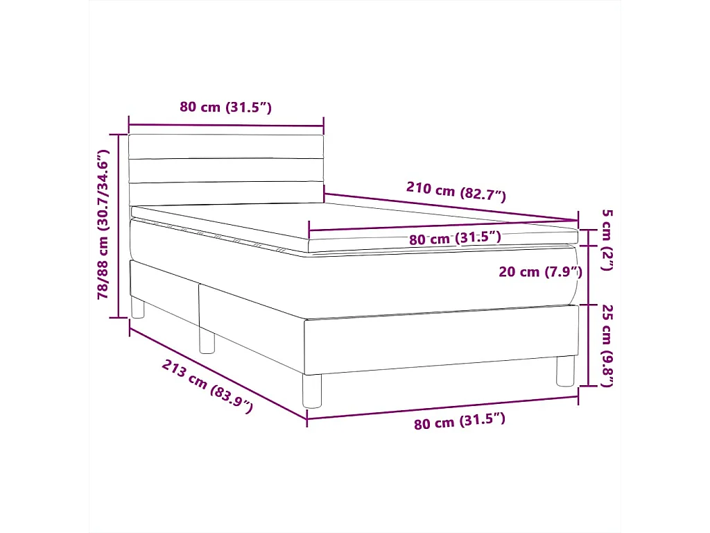 Boxspring met matras en LED fluweel donkergrijs 80x210 cm