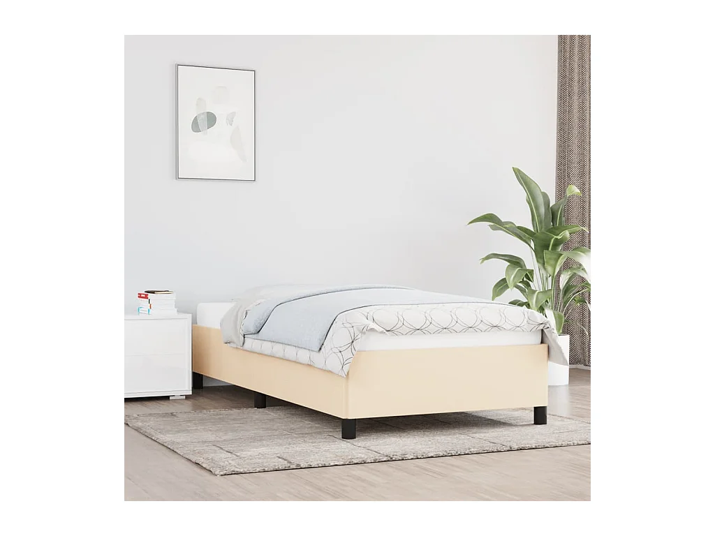 Cadre de lit sans matelas crème 80x200 cm tissu