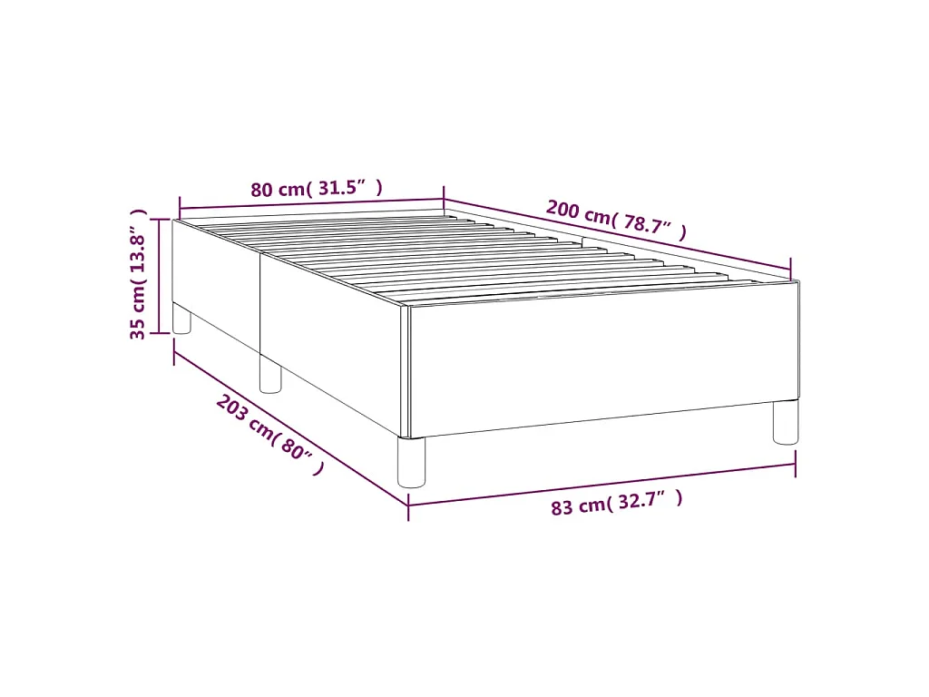 Bedframe zonder matras 80x200 cm stof crèmekleurig