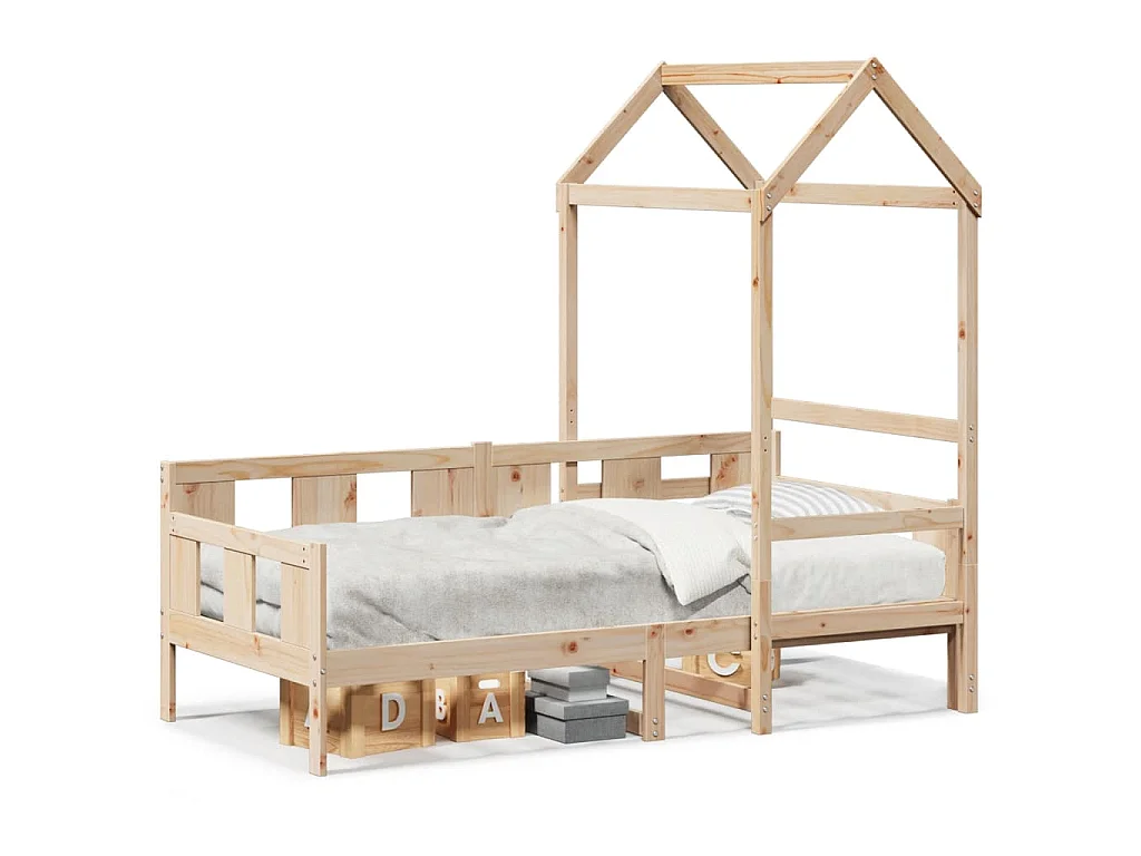 Sofá-cama com telhado 80x200 cm madeira de pinho maciça