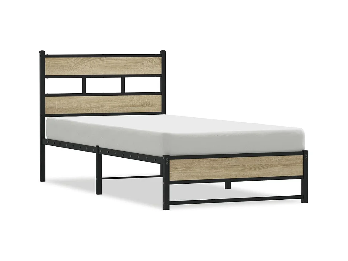 Bedframe zonder matras metaal sonoma eikenkleurig 80x200 cm