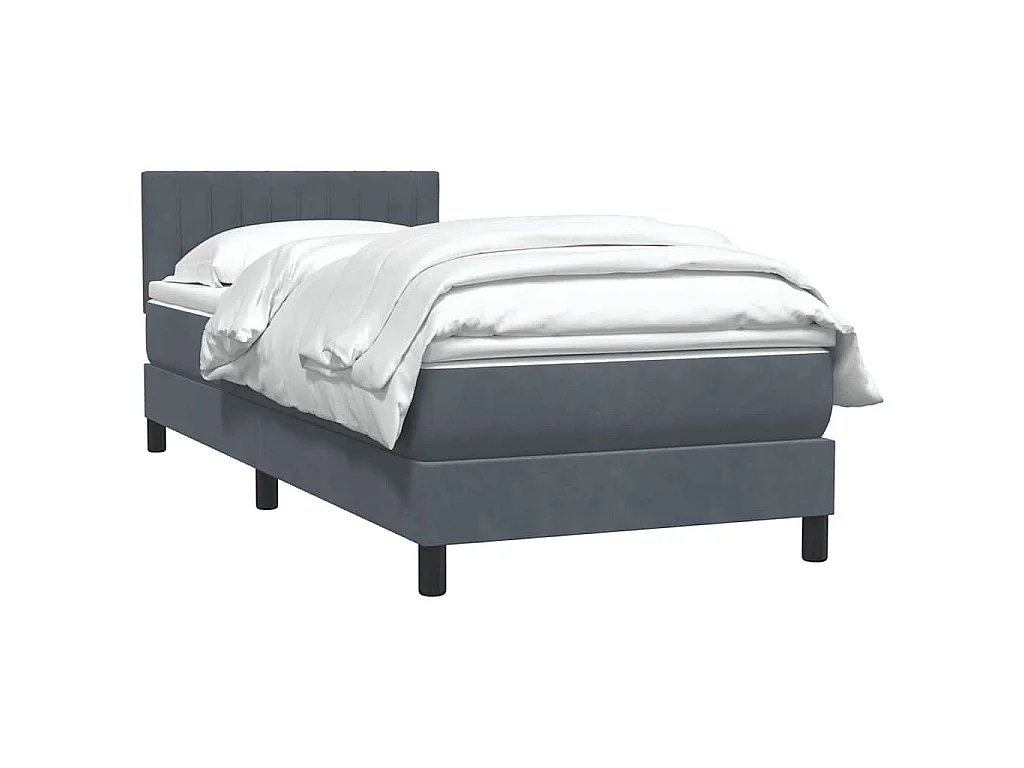 Boxspringbett mit Matratze Dunkelgrau 80x210 cm Samt