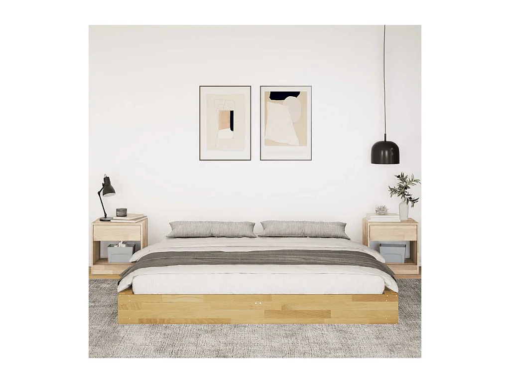 Bedframe zonder matras 200x200 cm massief hout eiken