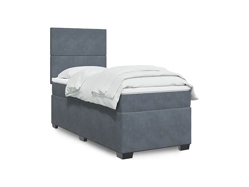 Boxspring met matras fluweel donkergrijs 80x200 cm