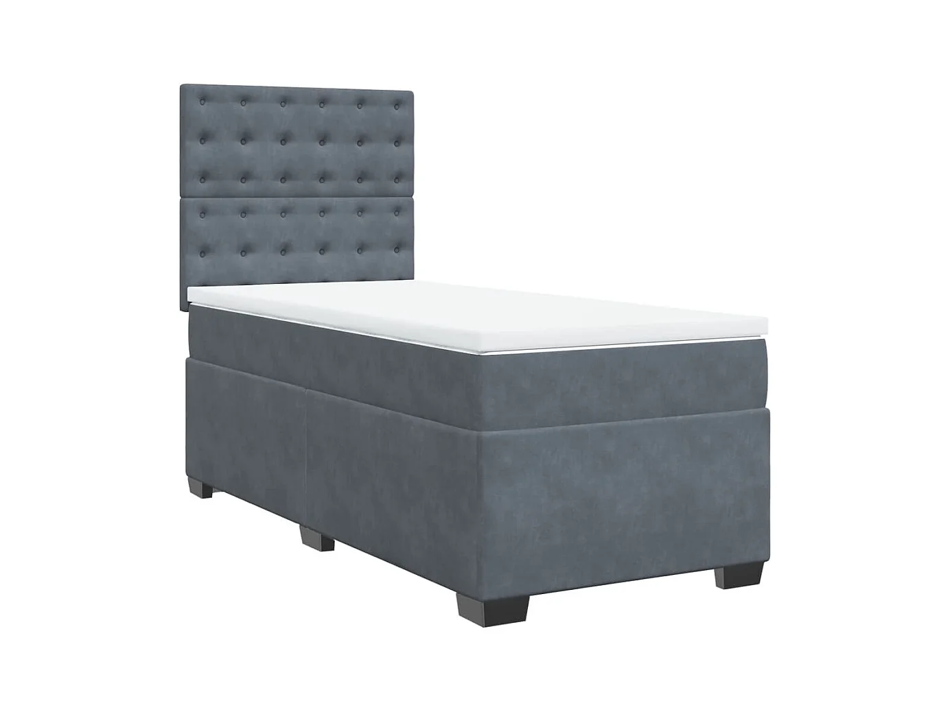 Giroletto a Molle con Materasso Grigio Scuro 80x200 cm Velluto