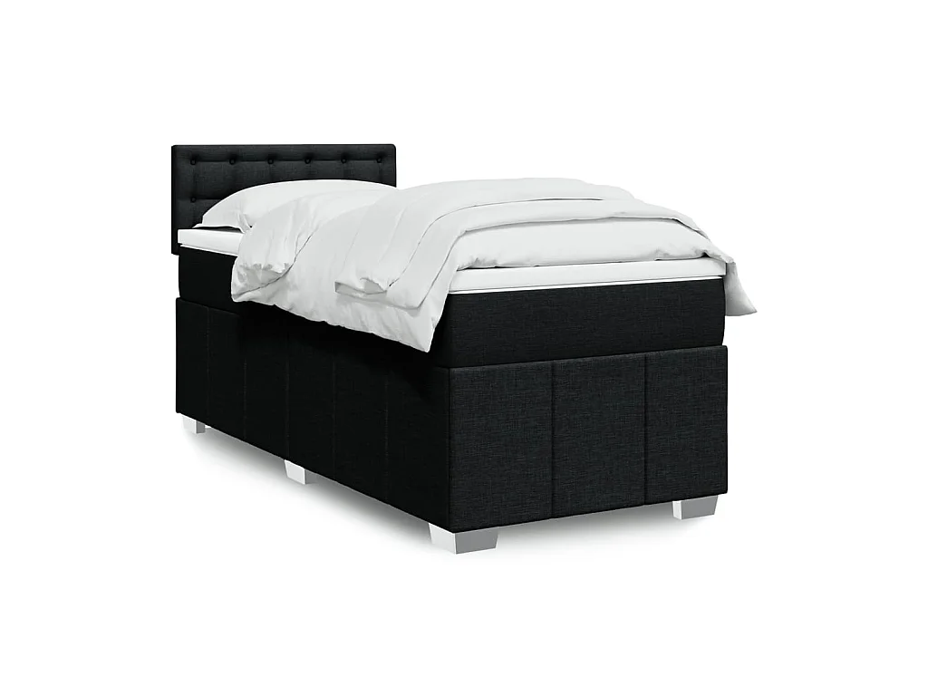 Sommier à lattes de lit et matelas Noir 80x200 cm Tissu