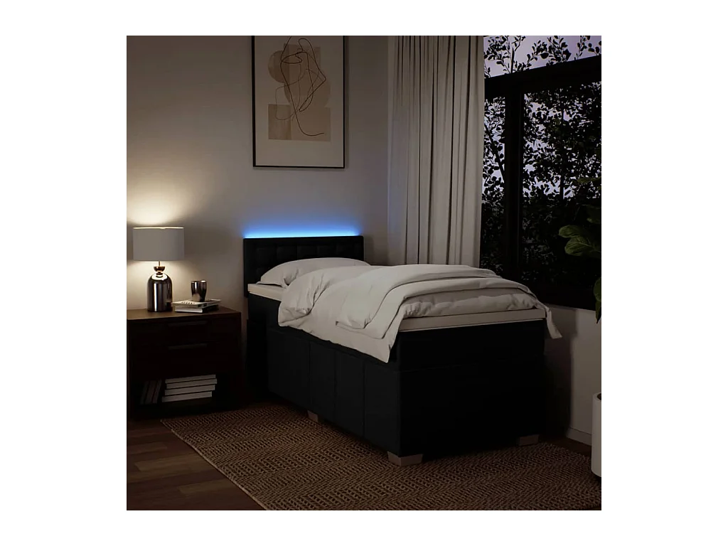 Sommier à lattes de lit et matelas Noir 80x200 cm Tissu