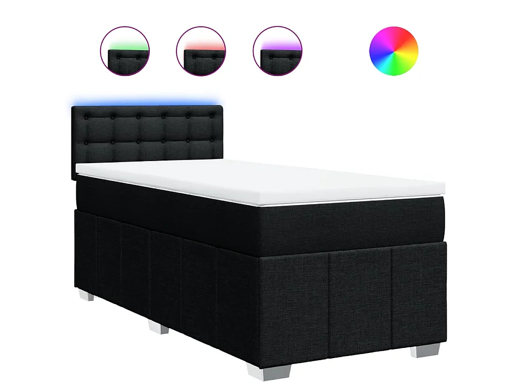 Boxspring met matras stof zwart 80x200 cm