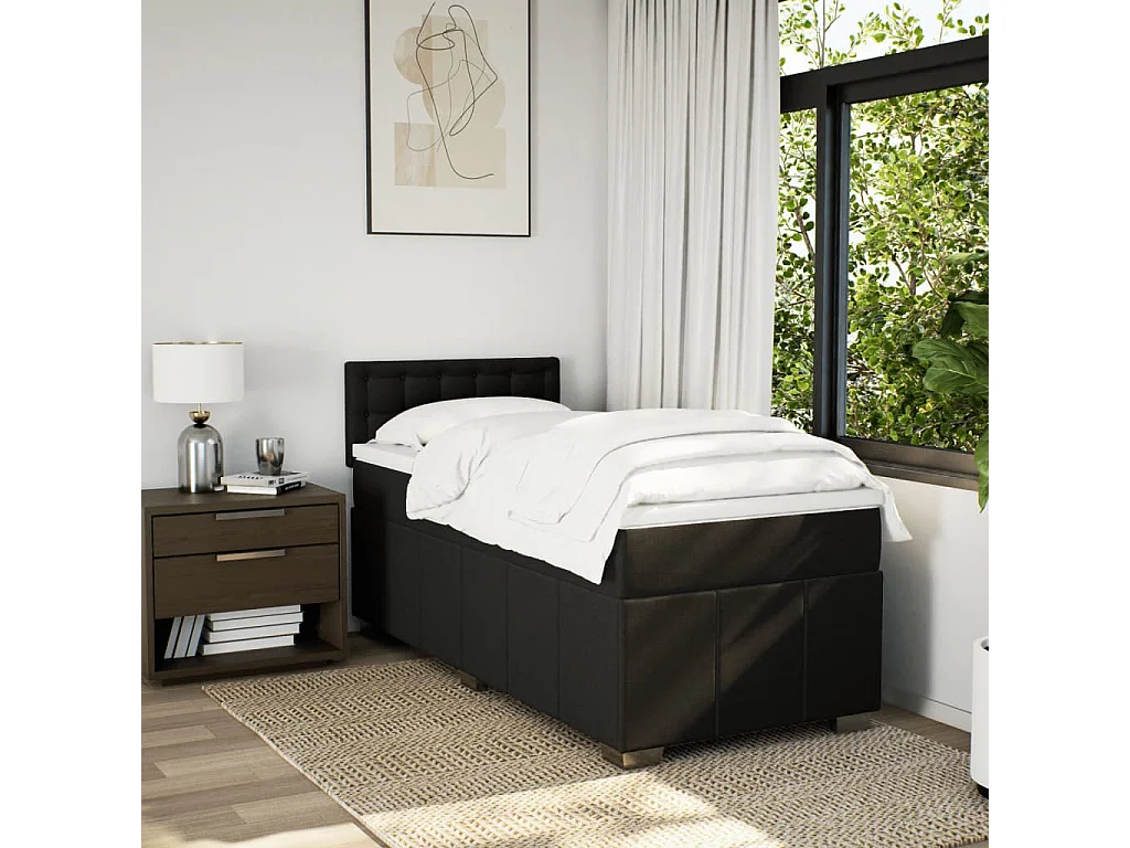 Boxspring met matras stof zwart 80x200 cm