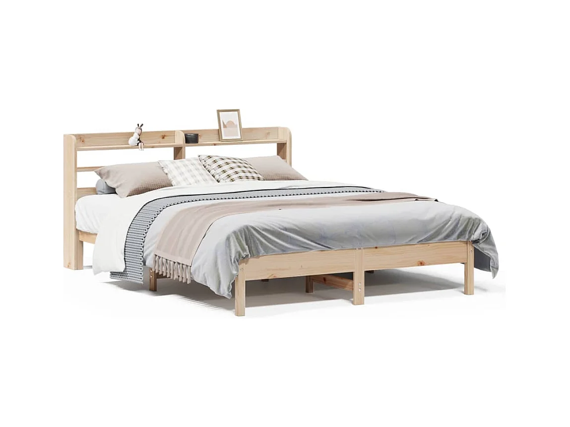 Cadre de lit sans matelas 135x190 cm bois de pin massif