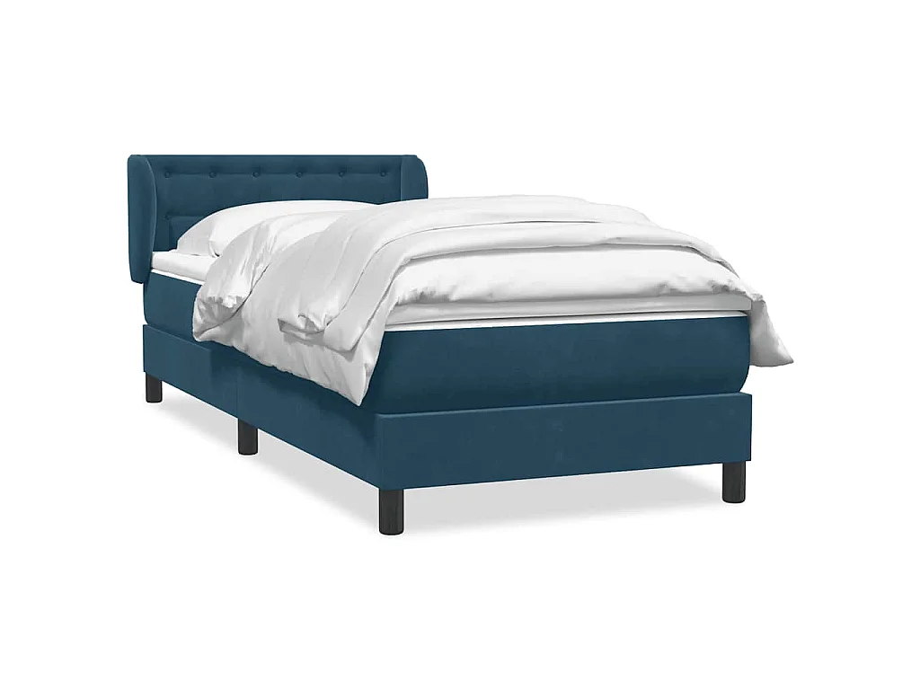 Cama com molas/colchão 80x220 cm veludo azul-escuro
