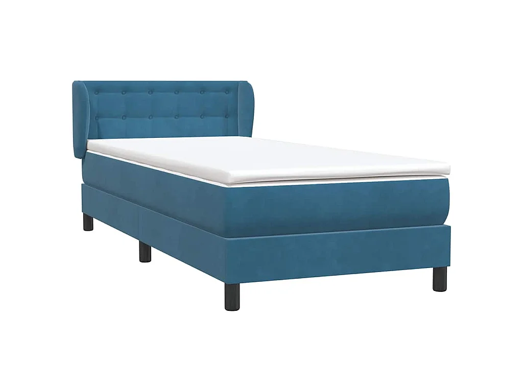 Cama com molas/colchão 80x220 cm veludo azul-escuro