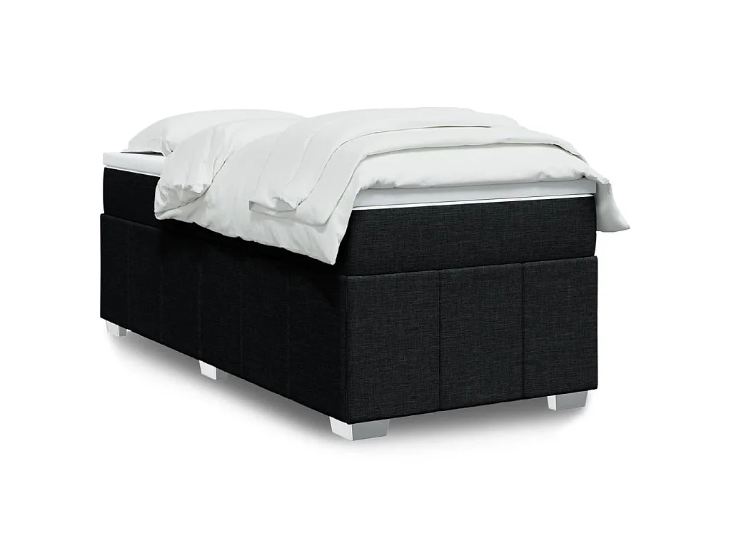 Cama com molas/colchão 80x200 cm tecido preto