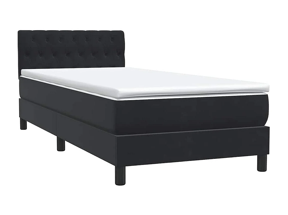 Boxspringbett mit Matratze & LED Schwarz 80x220 cm Samt