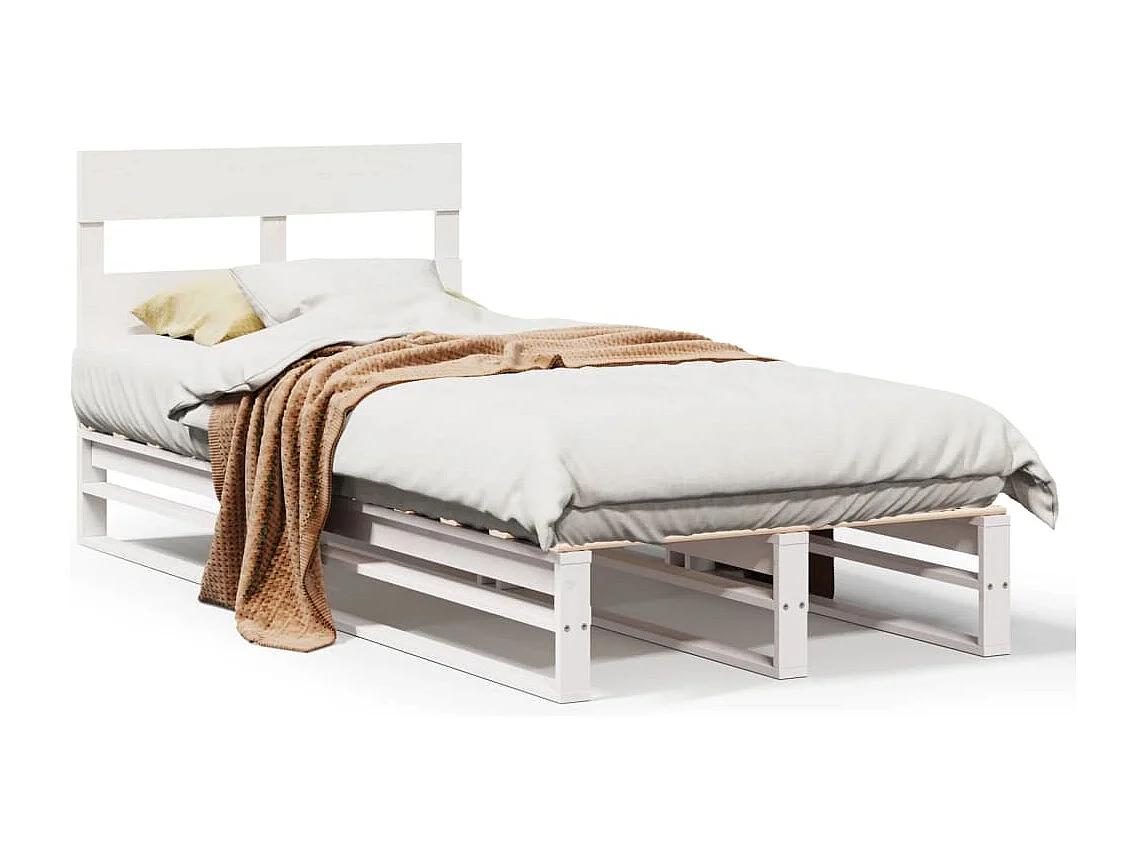 Bedframe zonder matras massief grenenhout wit 75x190 cm