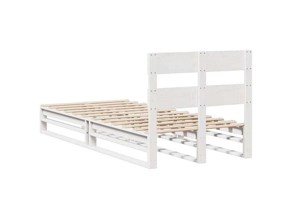 Massivholzbett ohne Matratze Weiß 75x190 cm Kiefernholz