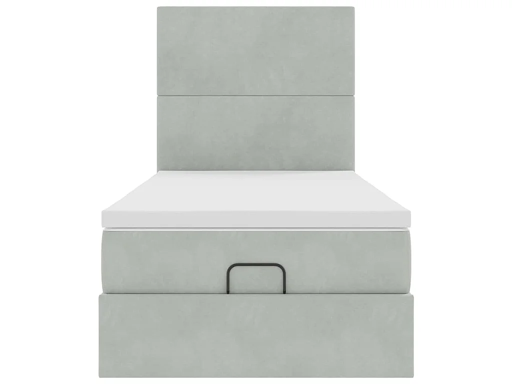 Ottoman bed met matrassen 80x200cm fluweel lichtgrijs