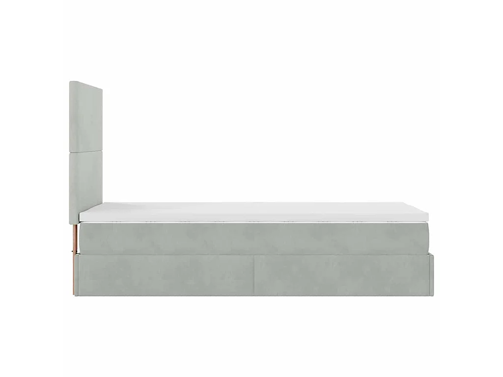 Ottoman bed met matrassen 80x200cm fluweel lichtgrijs