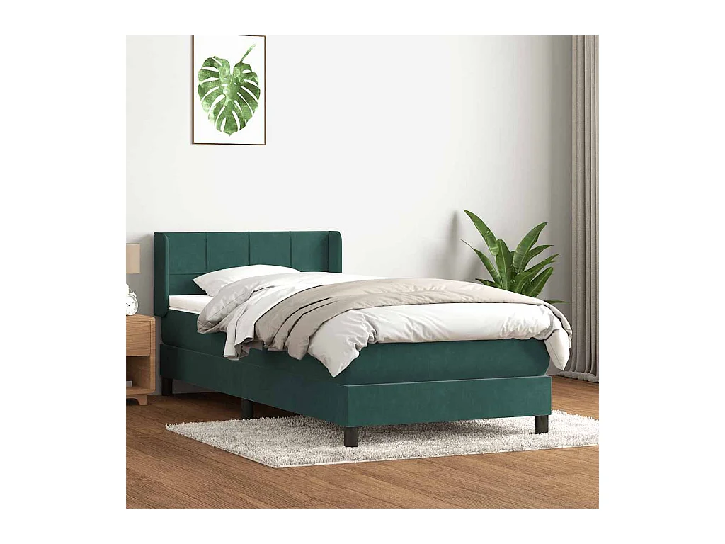 Sommier à lattes de lit et matelas vert foncé 80x220 cm velours