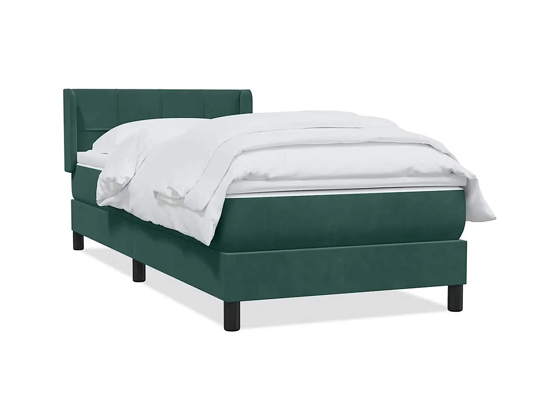 Sommier à lattes de lit et matelas vert foncé 80x220 cm velours