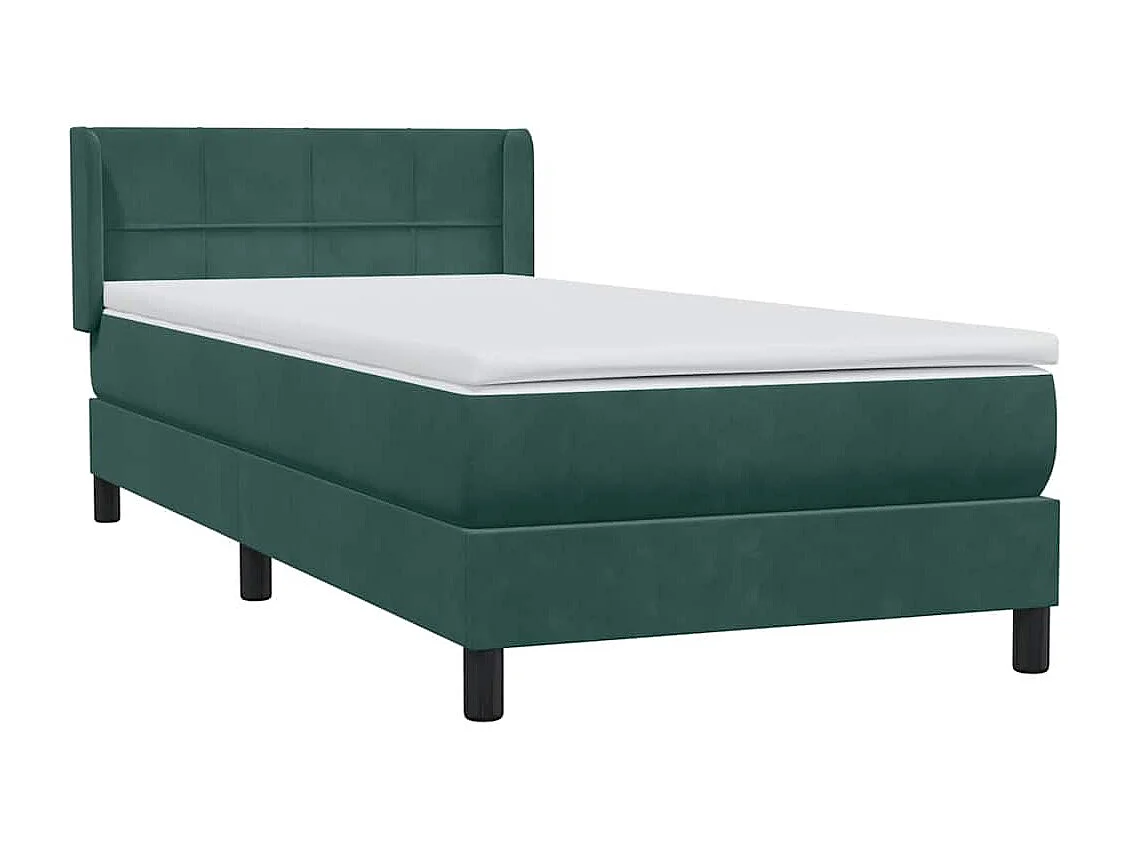 Boxspringbett mit Matratze Dunkelgrün 80x220 cm Samt