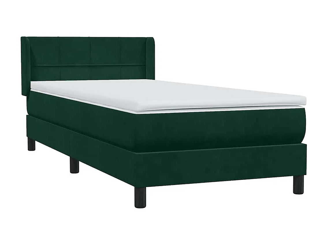 Sommier à lattes de lit et matelas vert foncé 80x220 cm velours