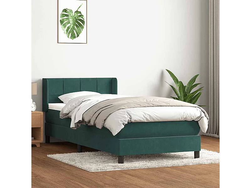 Boxspringbett mit Matratze Dunkelgrün 80x220 cm Samt