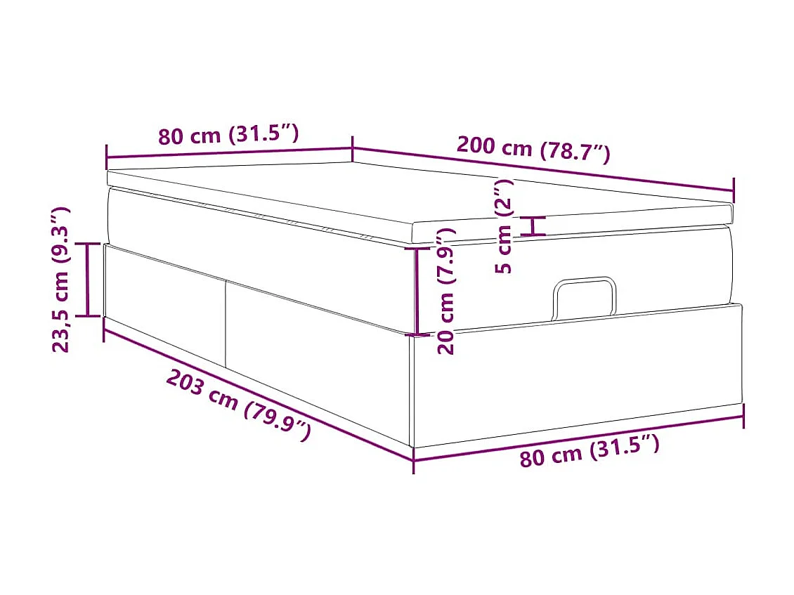 Ottoman bed met matras 80x200cm fluweel donkerblauw