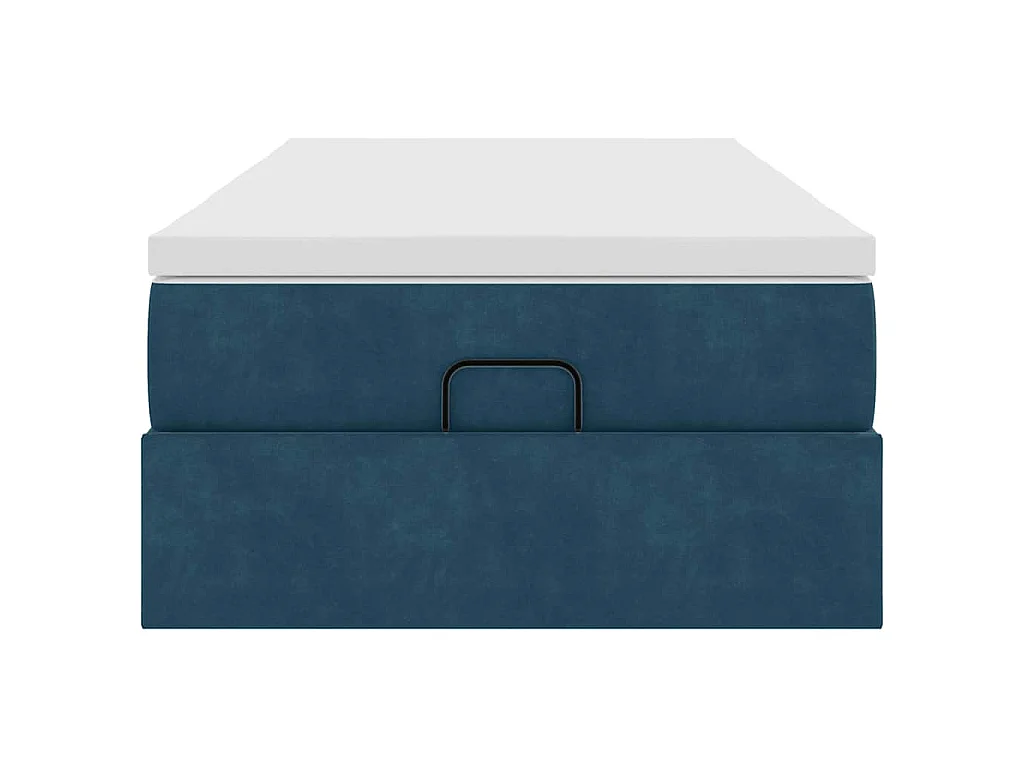 Estrutura cama otomana colchão 80x200 cm veludo azul escuro
