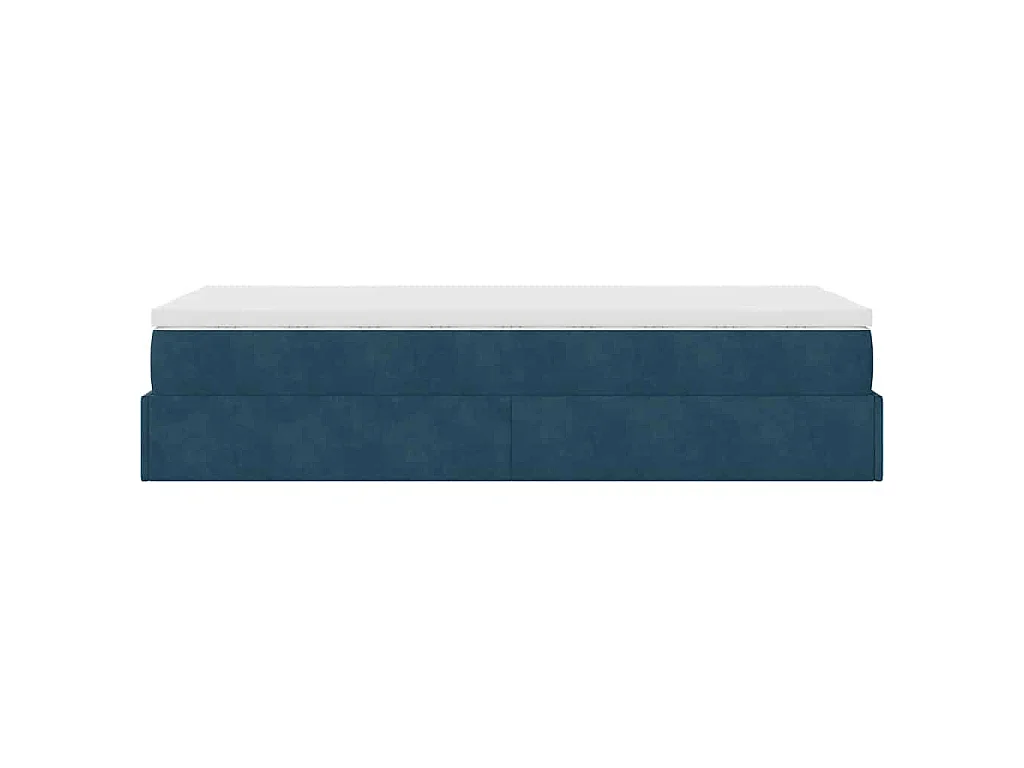 Estrutura cama otomana colchão 80x200 cm veludo azul escuro