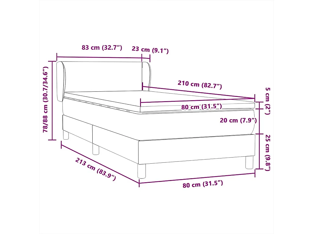 Sommier à lattes de lit avec matelas rose 80x210 cm velours