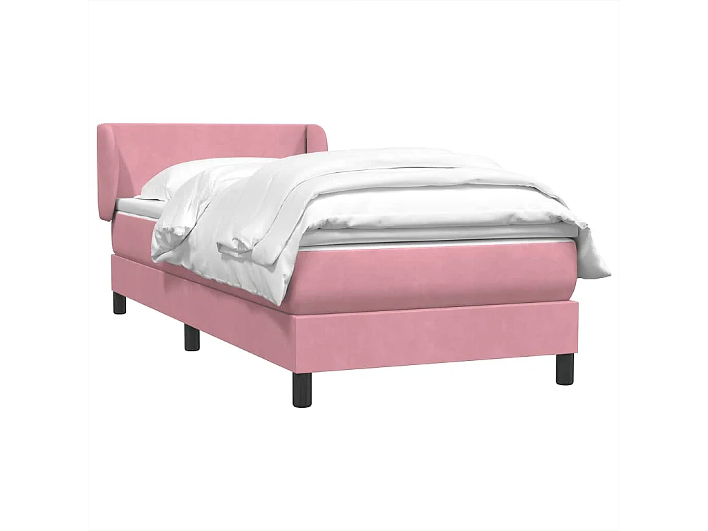 Sommier à lattes de lit avec matelas rose 80x210 cm velours