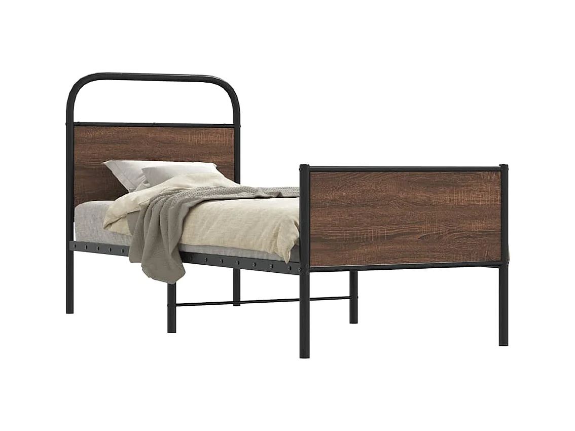 Cadre de lit sans matelas 80x200cm chêne marron bois ingénierie