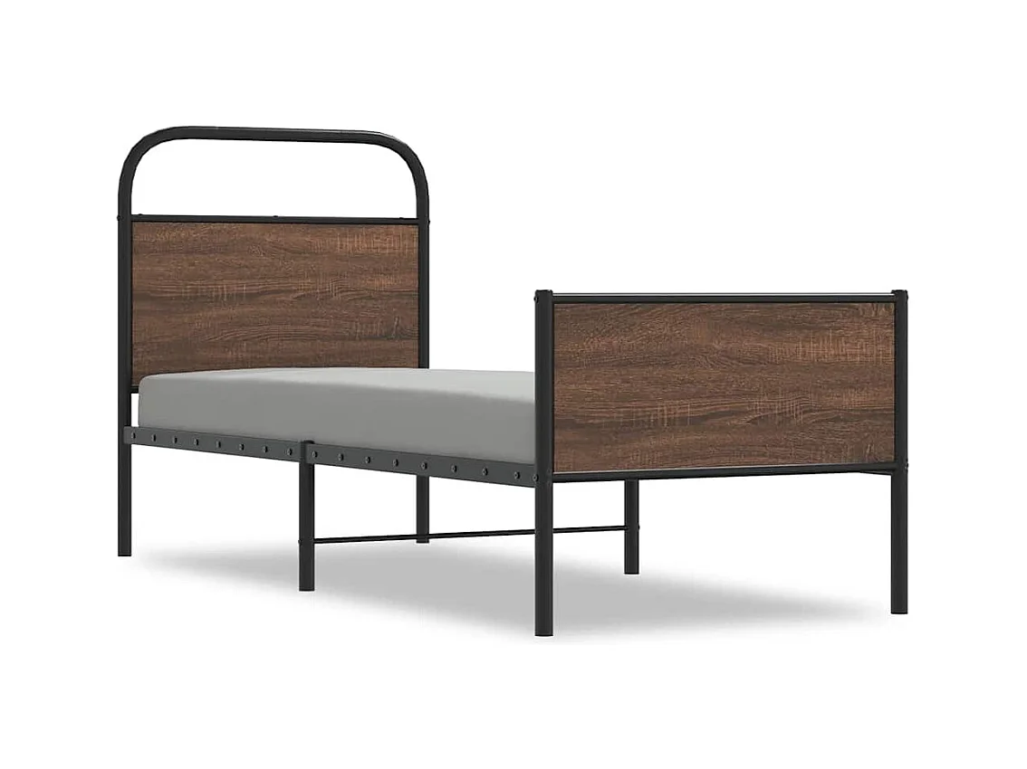 Cadre de lit sans matelas 80x200cm chêne marron bois ingénierie