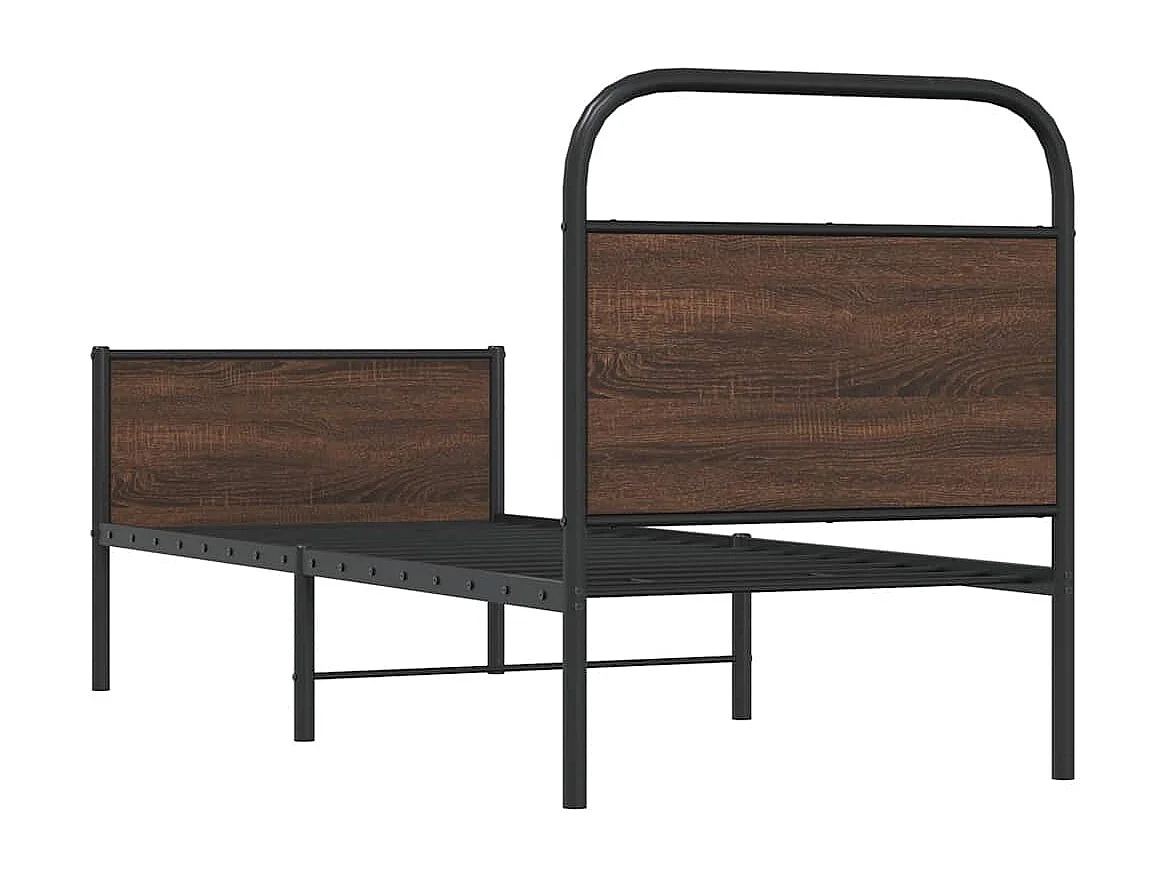 Cadre de lit sans matelas 80x200cm chêne marron bois ingénierie