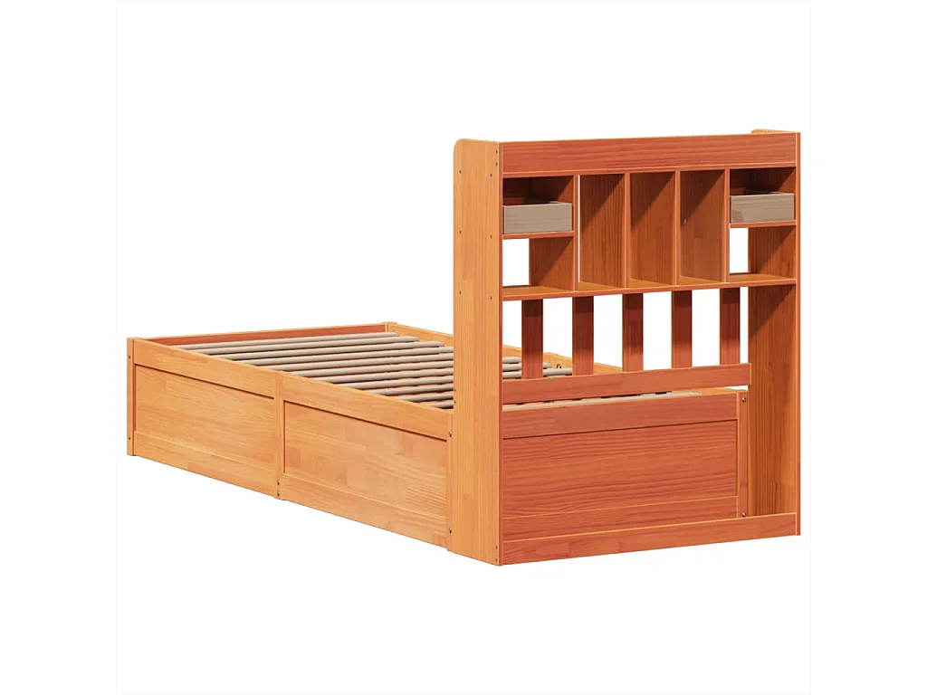 Cadre de lit sans matelas cire marron 75x190 cm bois pin massif