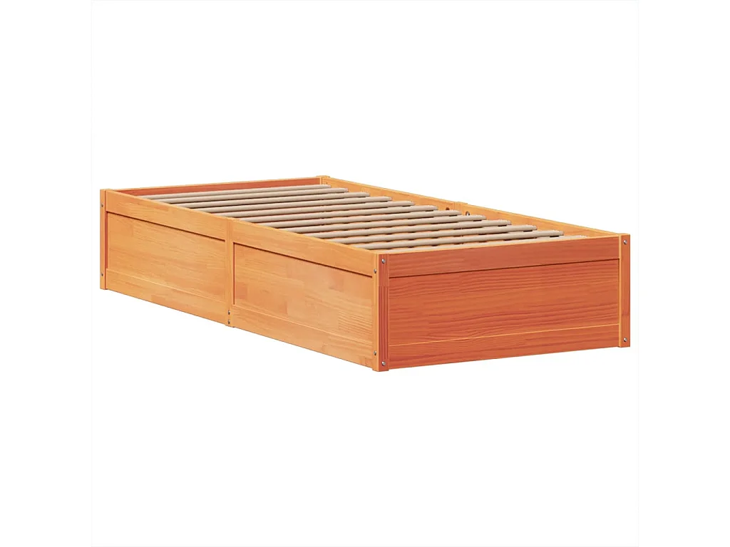 Bedframe zonder matras massief grenenhout wasbruin 75x190 cm