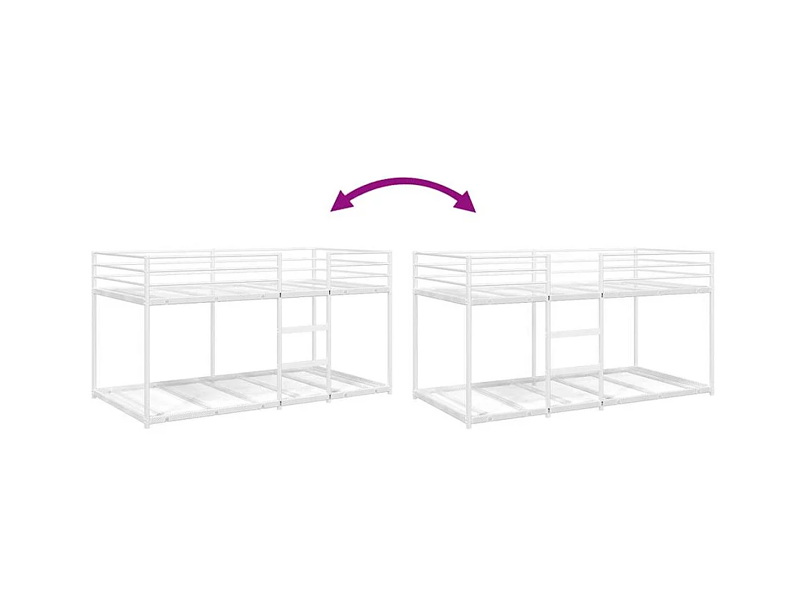 Stapelbed zonder matras 75x190 cm staal wit