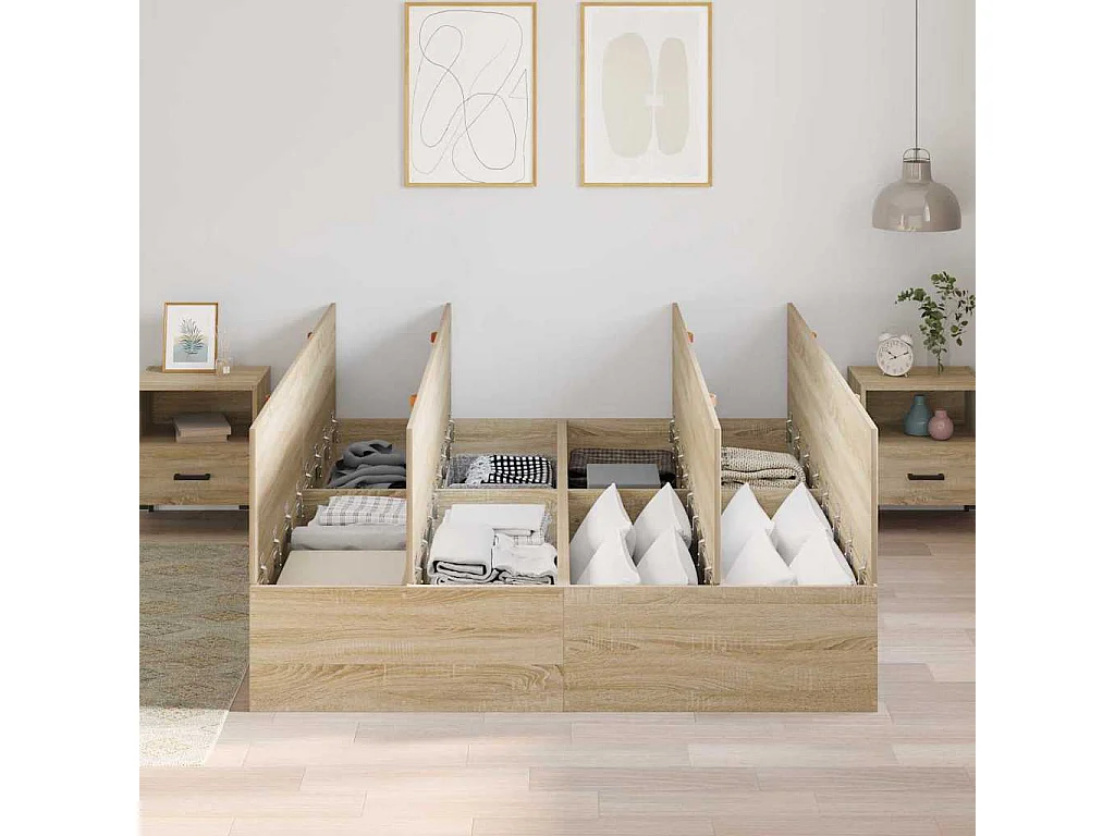 Cadre de lit Chêne sonoma 135 x 190 cm Bois d'ingénierie