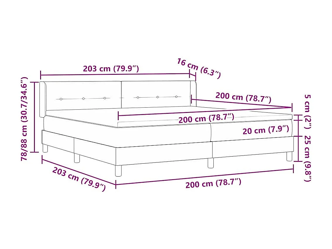Lit à ressorts avec matelas Bleu 200 x 200 cm Polyester