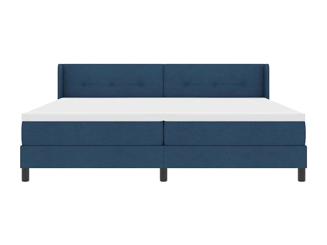 Lit à ressorts avec matelas Bleu 200 x 200 cm Polyester